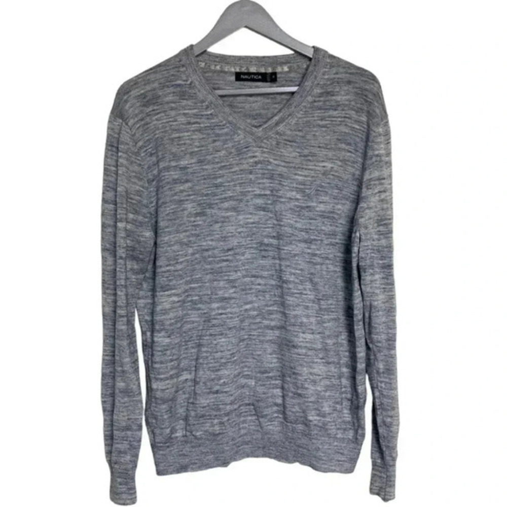 Nautica M blue space dyed V-neck sweater